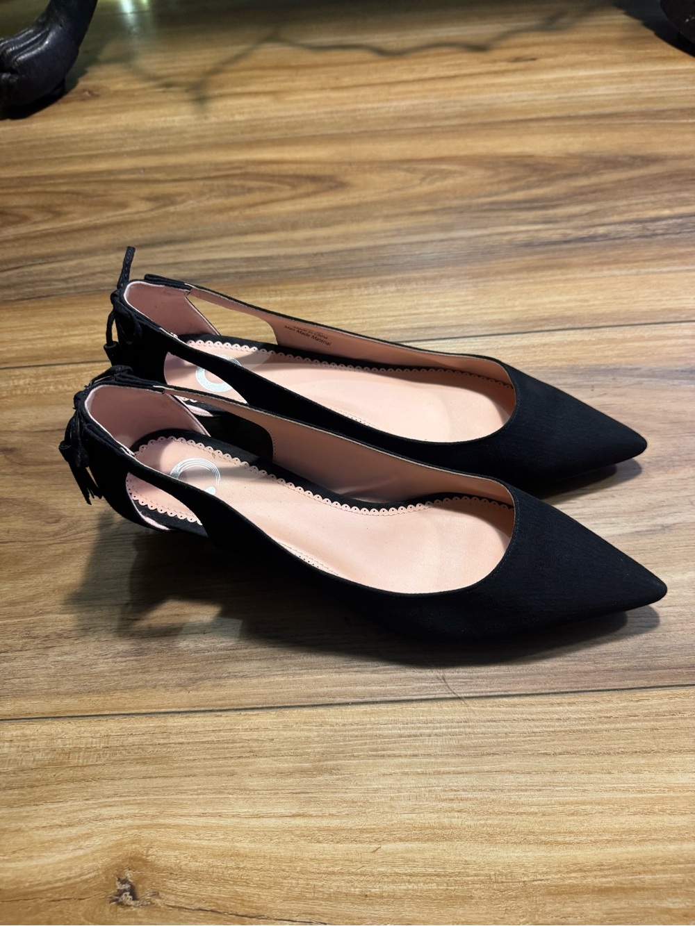 Journee Collection Black Pointed Toe Slingback D'Orsay heels w/ bow tie accents